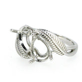 Sterling Silver Semi Mount Ring Setting Pear PE 9x6mm Feather Toi et Moi - Syzjewelry